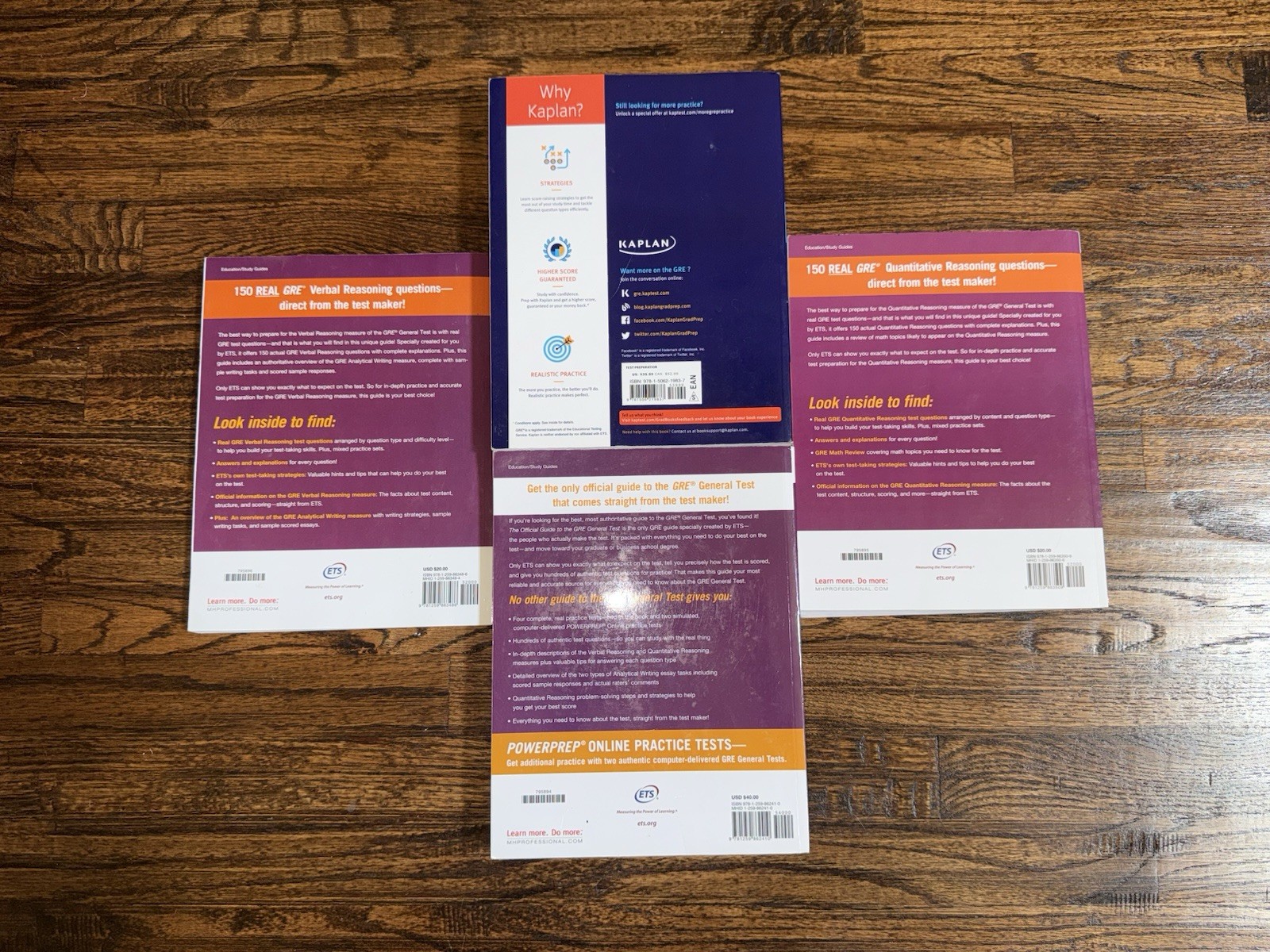 BUNDLE ETS Official GRE Super Power Pack Test Prep 3-Book Set & Kaplan Prep Plus
