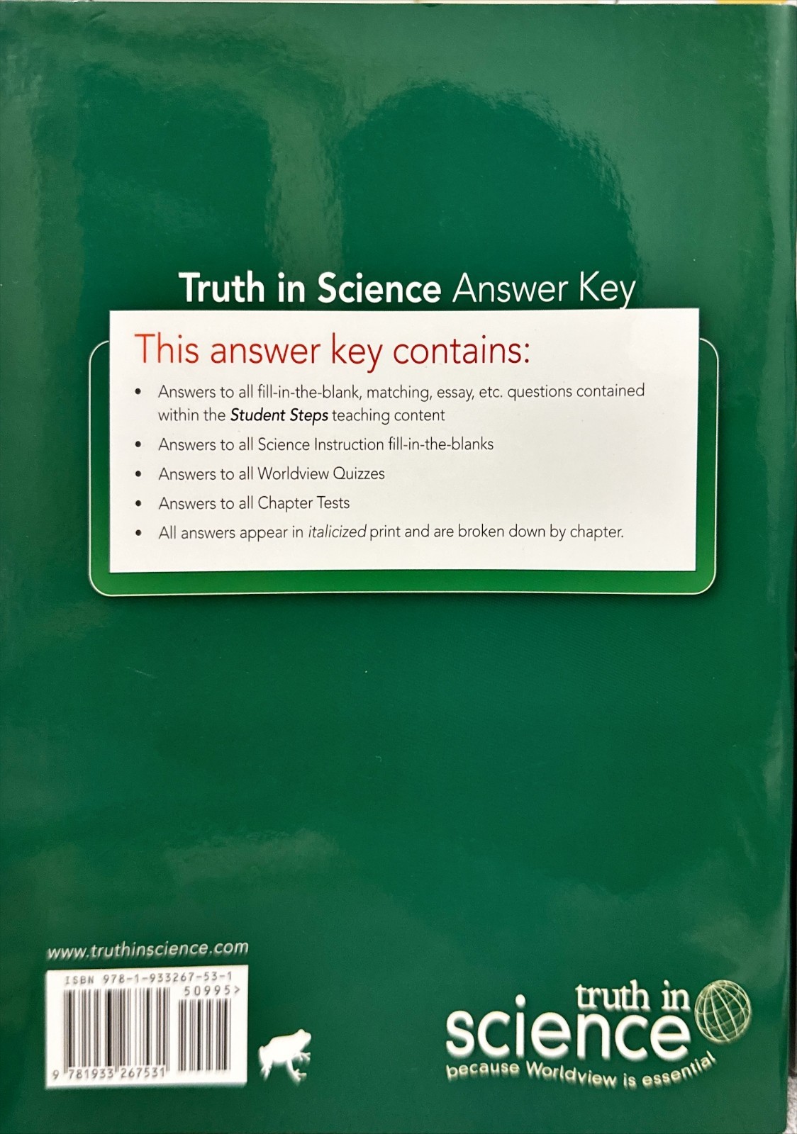 Truth in Science Student-Directed, Self-Paced Curriculum, 10 Books (Steps 3-11+)
