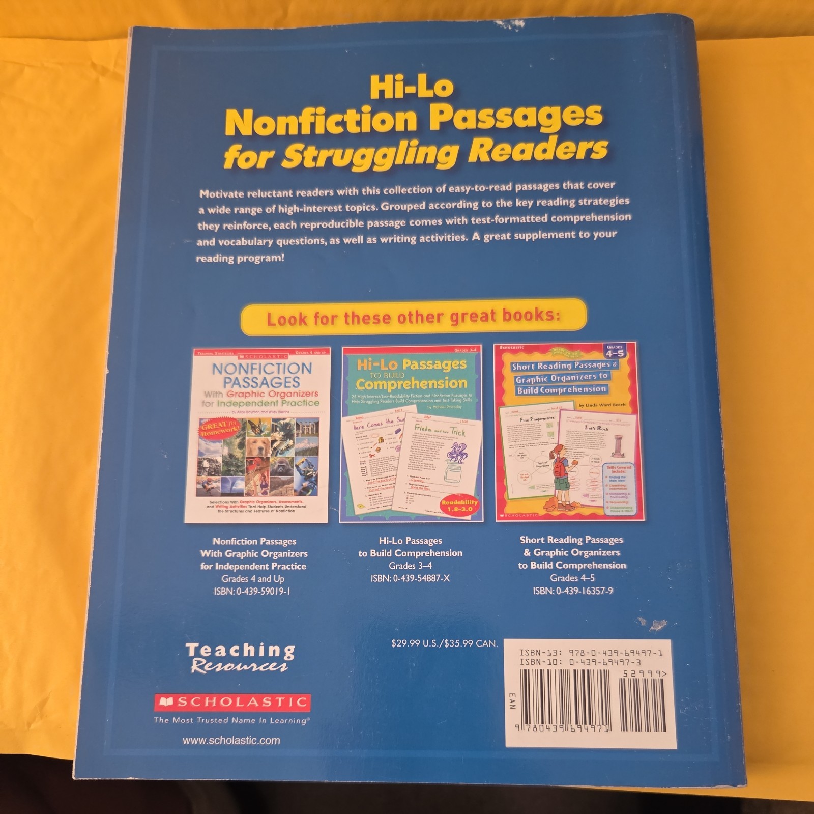 Hi-Lo Nonfiction Passages for Struggling Readers by Scholastic Teaching…