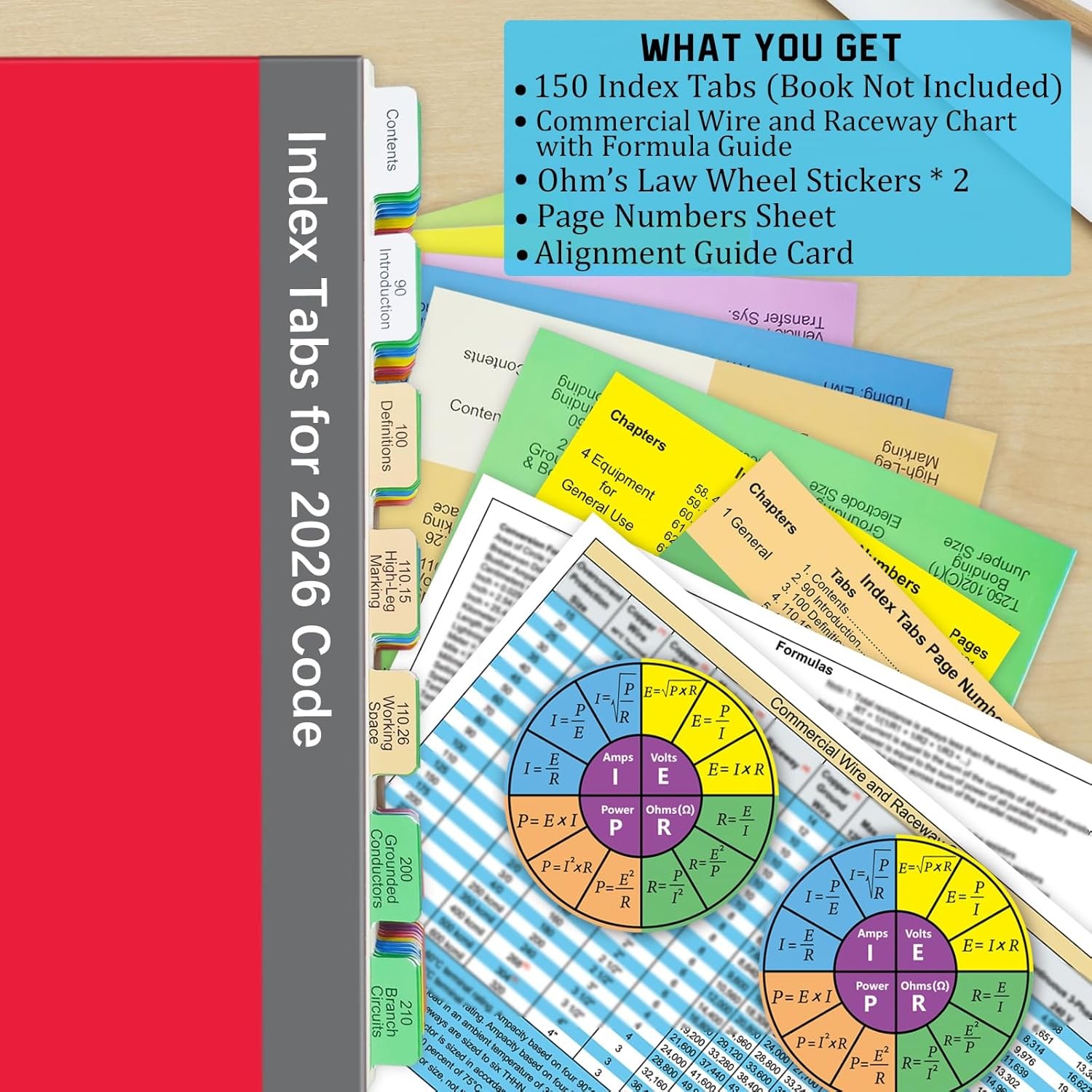 Electrical Code Tabs for NEC 2026, 150 PCS Laminated & Color-Coded for National