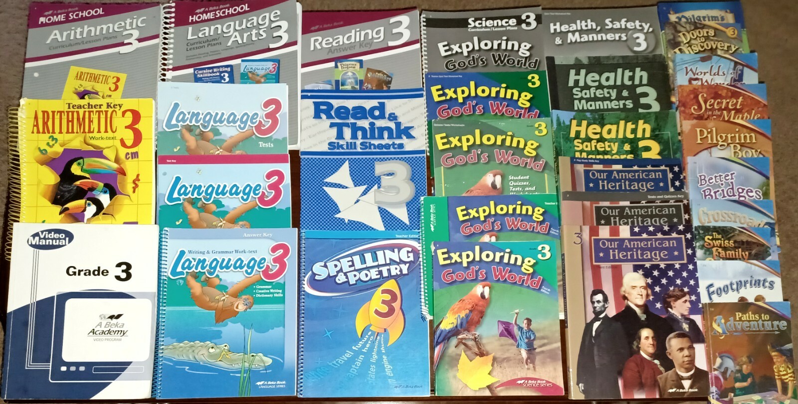 Abeka 3rd Grade Arithmetic Language Readers Health Student Teacher FB152