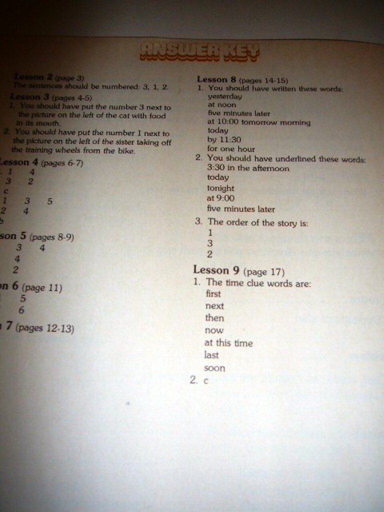 COLLECT 1978 Gr3 COMPREHEN READING SKILL SEQUENCE 1WBK & ANS KEY HOME SCH N EX