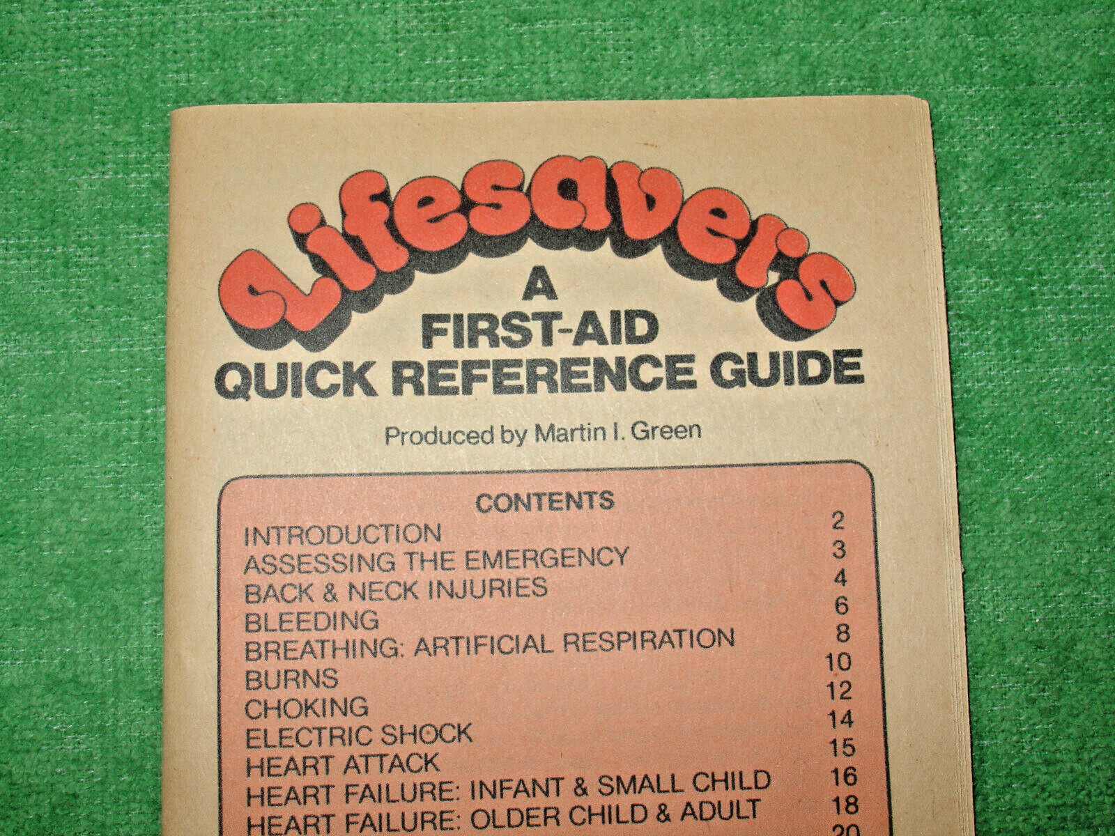 VINTAGE LIFESAVERS FIRST-AID QUICK REFERENCE GUIDE MARTIN I. GREEN 1978