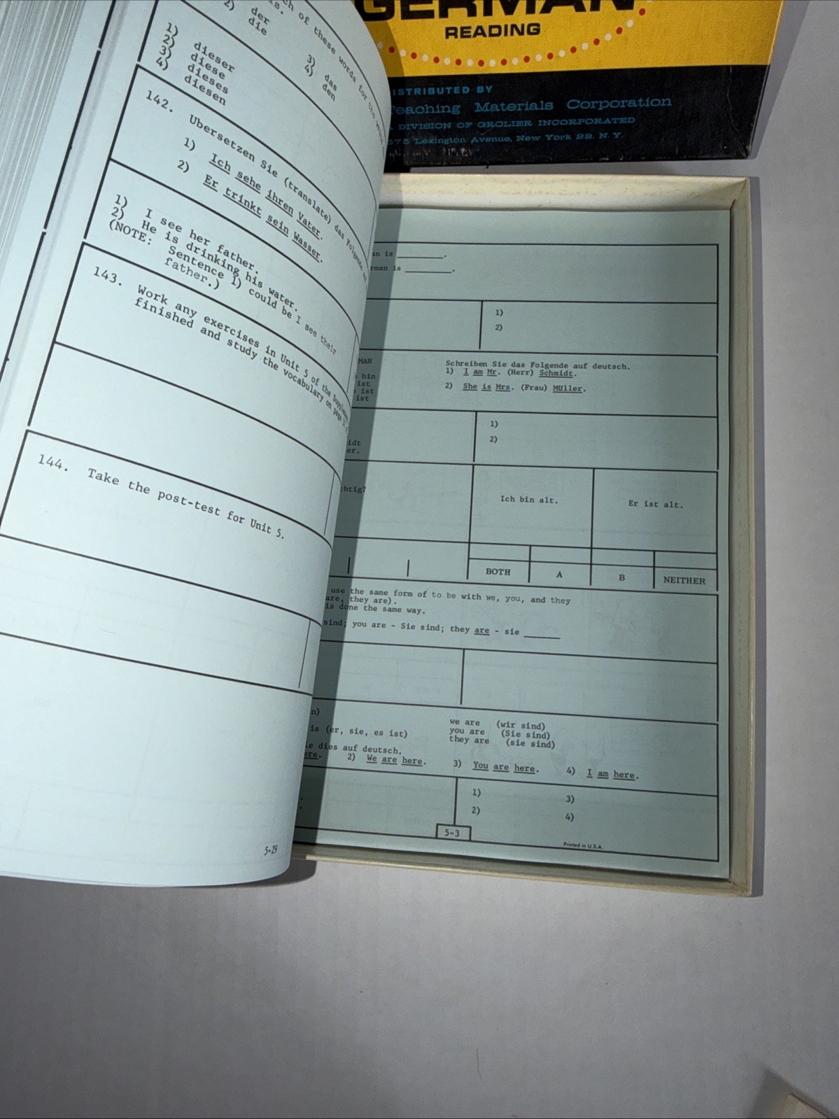 TMI-Grolier Teaching Machine – Course TM-601 Basic German Reading – 2nd ed. 1965