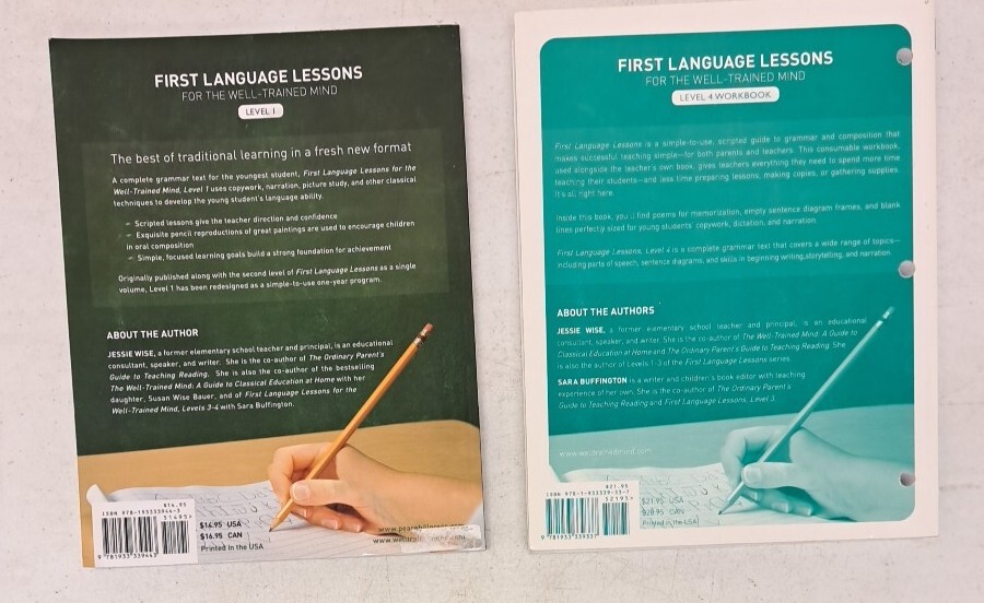 FirstLanguage Lessons For Well-trained Mind, Lev 1, Lev 4 Wrkbk Lot Of 2#5.1.43