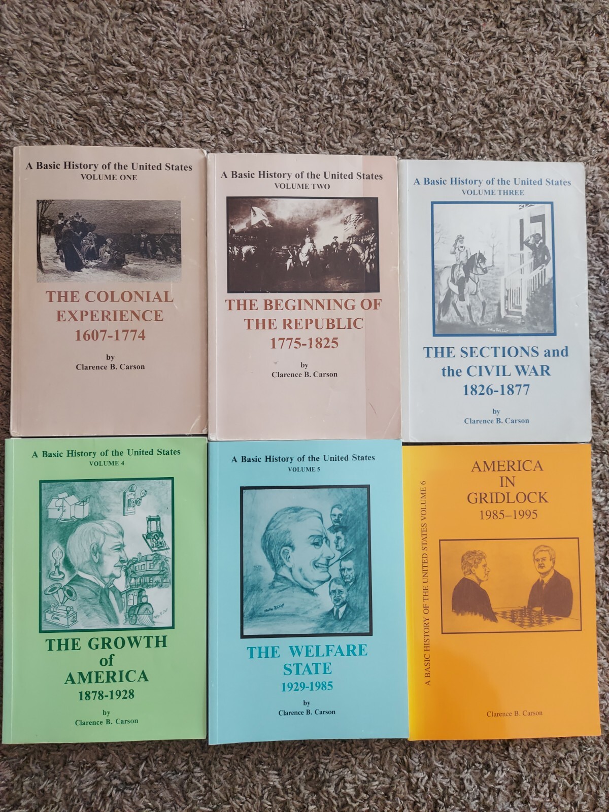 A BASIC HISTORY OF THE UNITED STATES Clarence Carson Set of 6 Complete