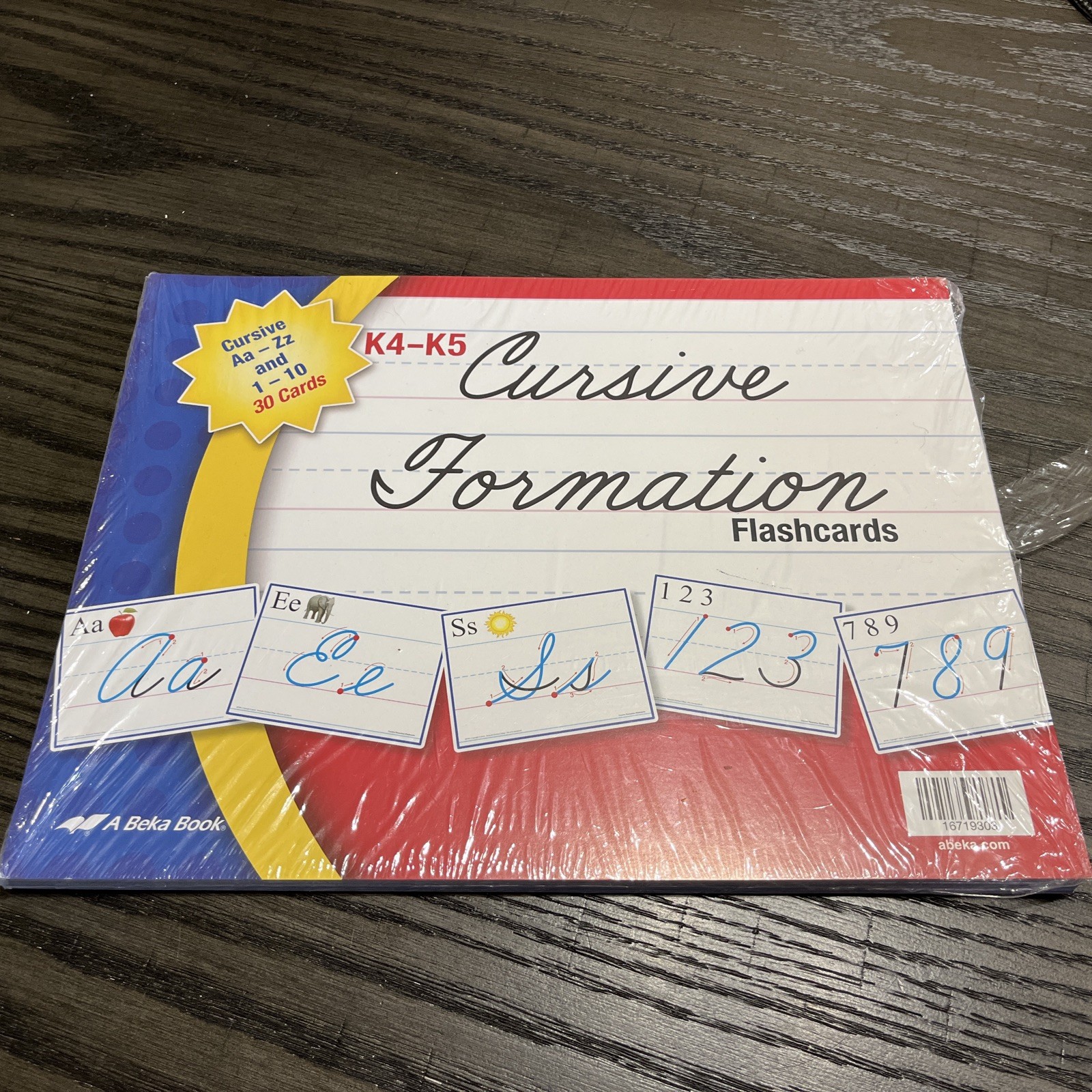Abeka K4-K5 Cursive Formation Flashcards Stand-Up Display Homeschool