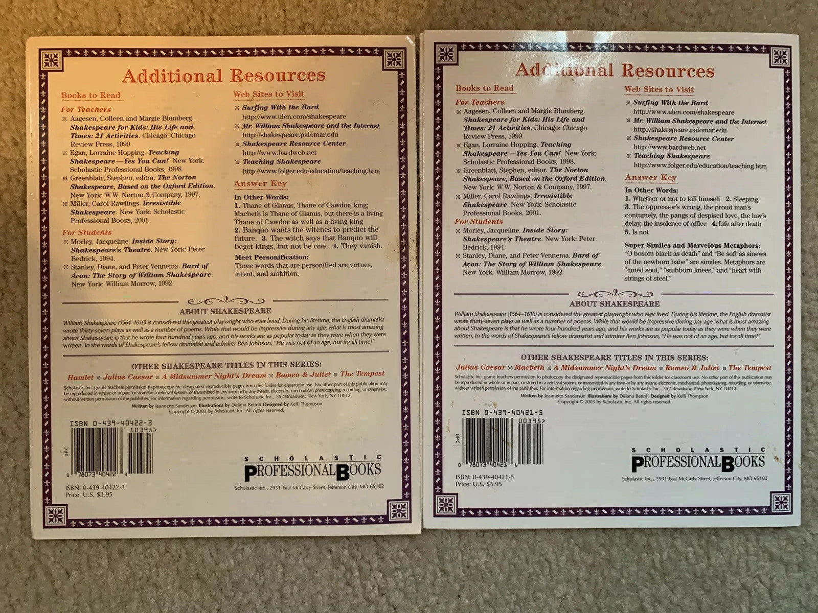 Scholastic Unlocking Shakespeare Hamlet and Macbeth Grades 5 and Up