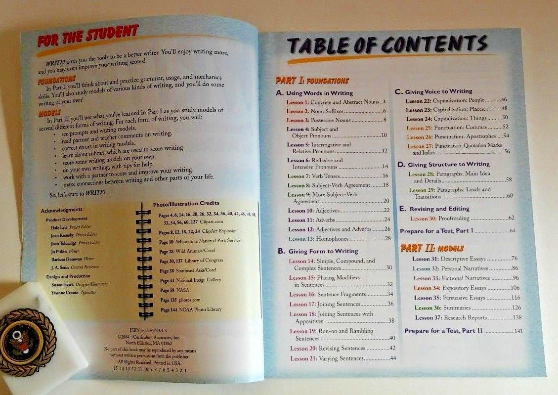 Write! Essential Writing Models, Grammar, Usage Mechanics & More! 7th Grade 7 8