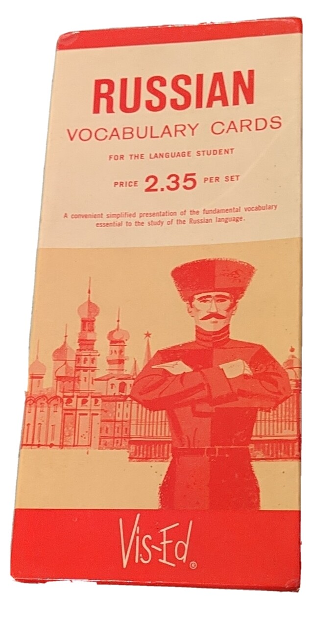 Vintage Vis Ed Russian Vocabulary Cards for the Language Student in Original Box