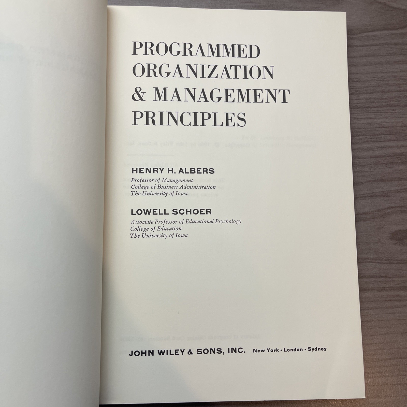 Programmed Organization & Management Principles Alberts & Schoenberg PB VTG.