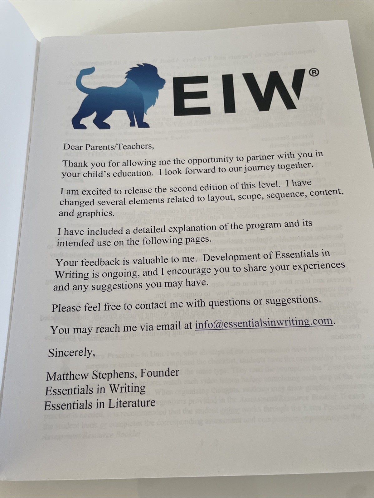 Essential In Writing Level Three Second Edition Teacher Handbook