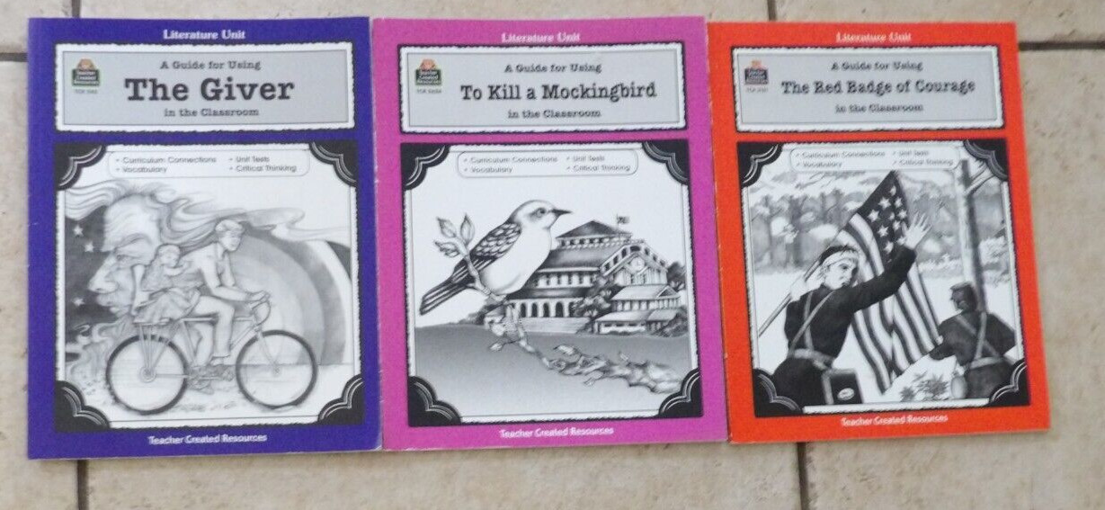 Teacher Created Materials Literature Units THE GIVER/RED BADGE/MOCKINGBIRD LOT 3