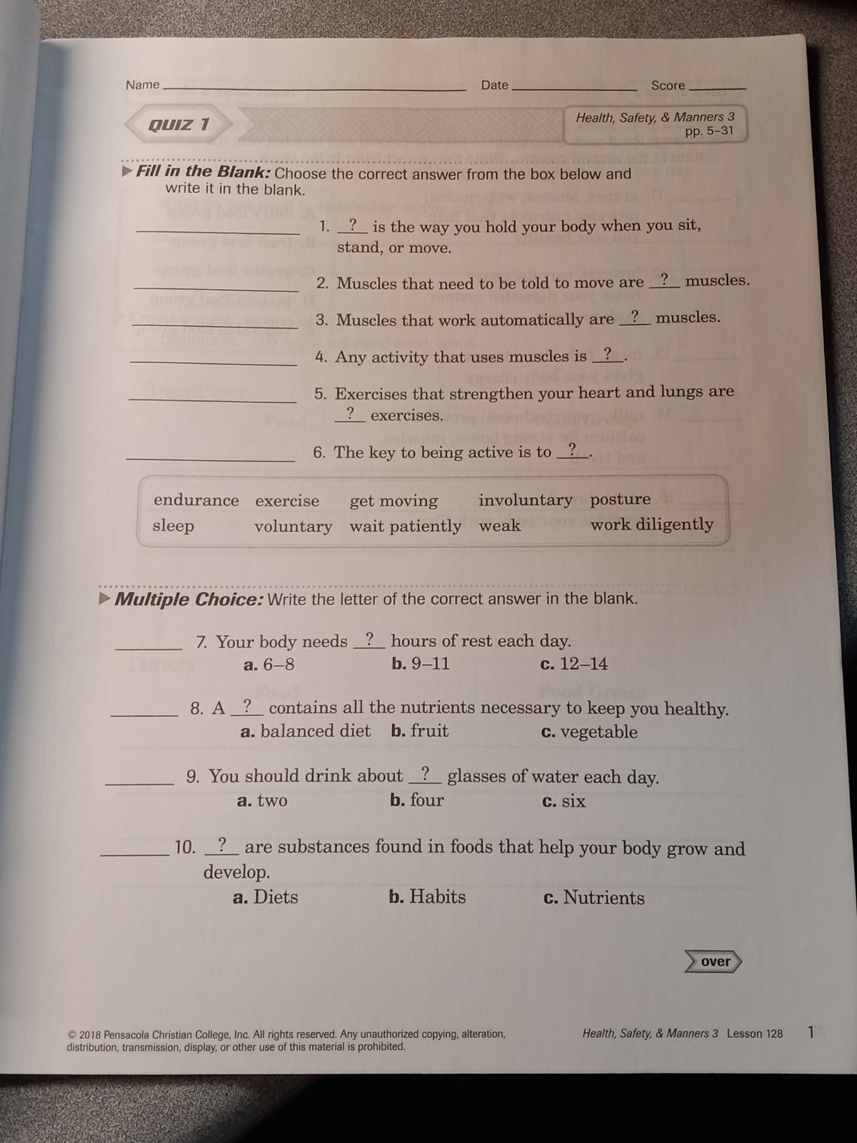 A Beka Book Homeschool Elementary 3rd Grade Health, Safety, & Manners 3 Revised