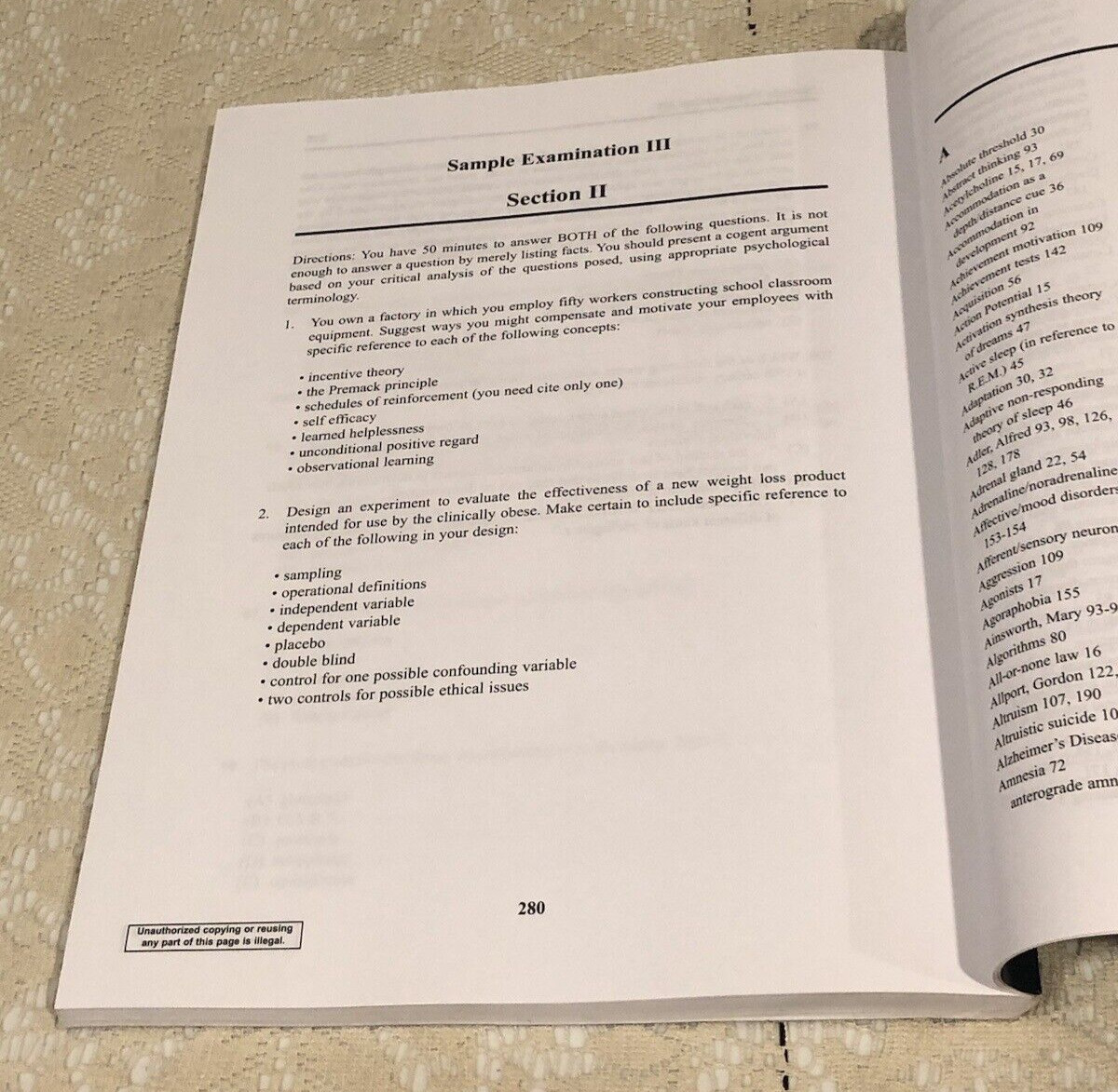 MULTIPLE-CHOICE & FREE RESPONSE Qs IN PREPARATION FOR THE AP PSYCHOLOGY EXAM 2nd