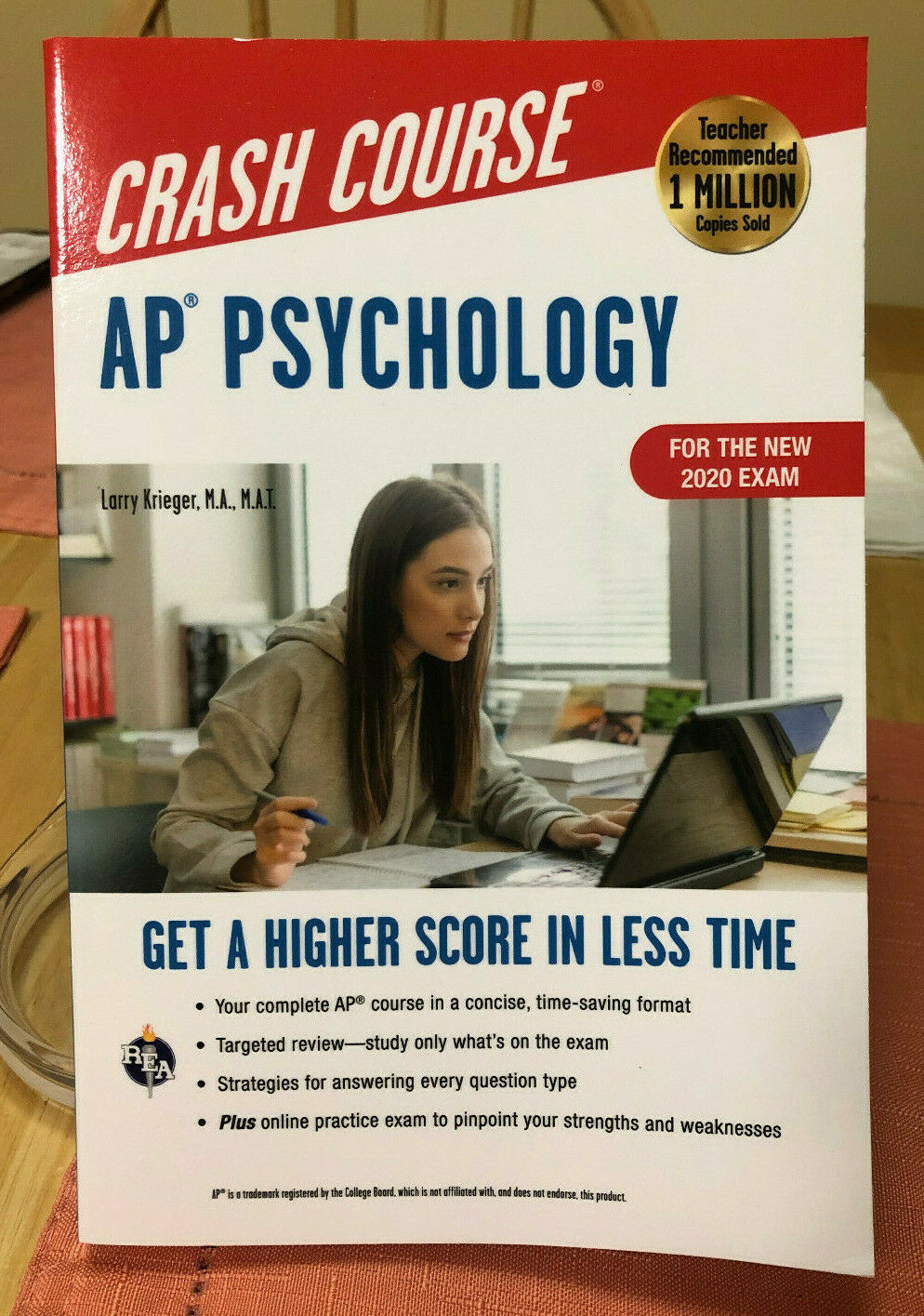 CRASH COURSE FOR AP PSYCHOLOGY – LARRY KRIEGER – 3RD ED – 2020 – LIKE NEW