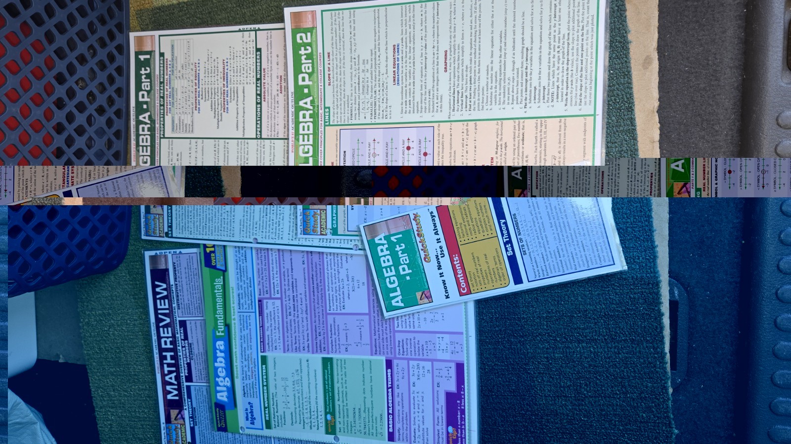 QuickStudy Academic Math Laminated Reference Guides Lot Algebra 1 2 Fundamentals