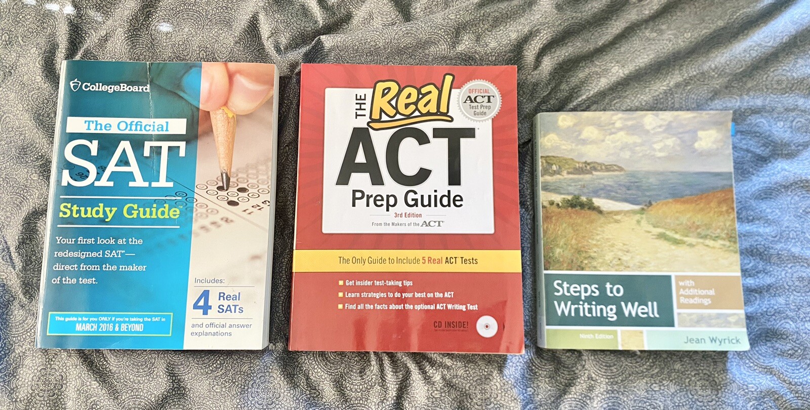 Lot of 3 College Prep Books SAT Tests Real ACT Writing Well Wyrick CollegeBoard