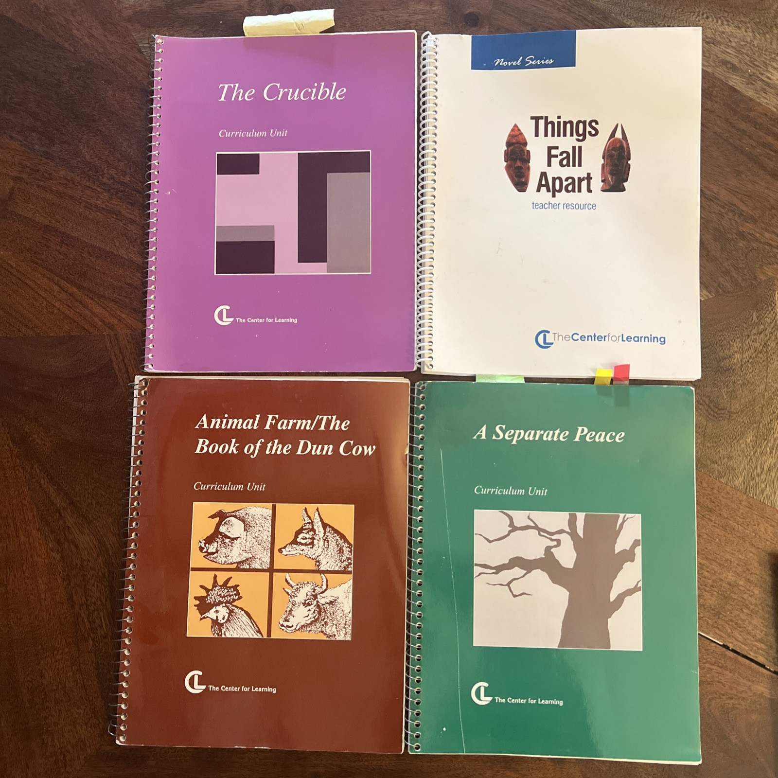 Center for Learning Curriculum Units Lot of 4 Crucible Animal Farm Separate Fall