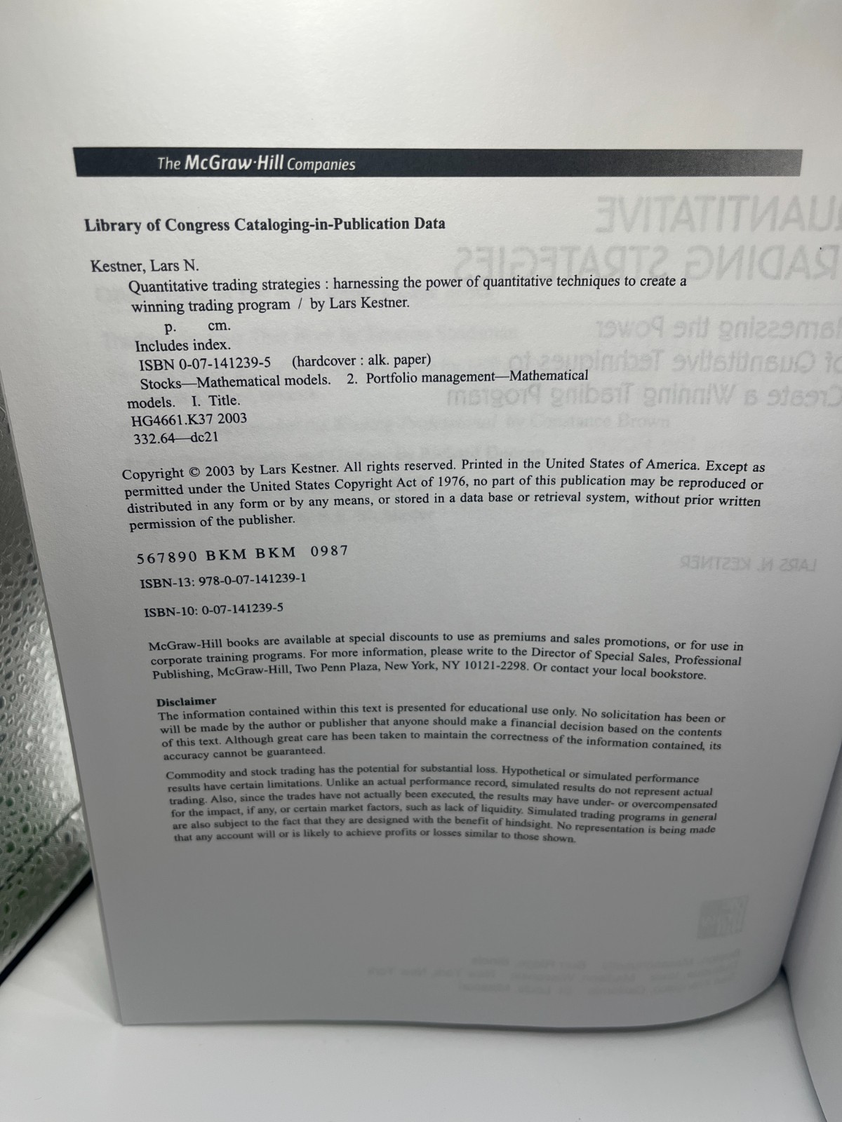 Quantitative trading strategies Harnessing the power of quant Lars Kestner