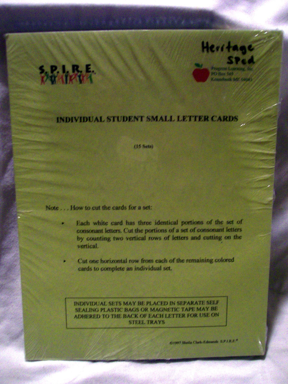 S.P.I.R.E. Individual Student Small Letter Cards (15 Sets) Sheila Clark-Edmands