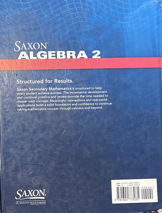 Saxon Math Algebra 2 Student Hardback Textbook Homeschool Mathematics very used