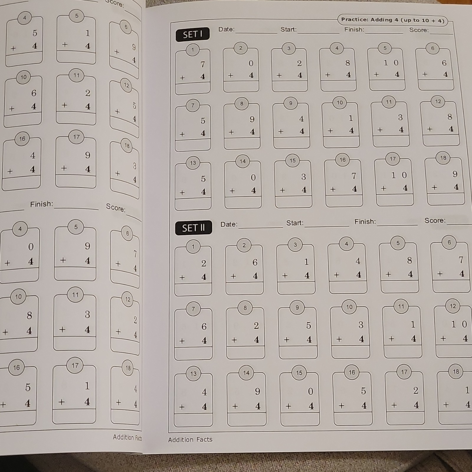 Shobha Addition Facts Math Practice Worksheets Arithmetic Workbook, 86 Pages