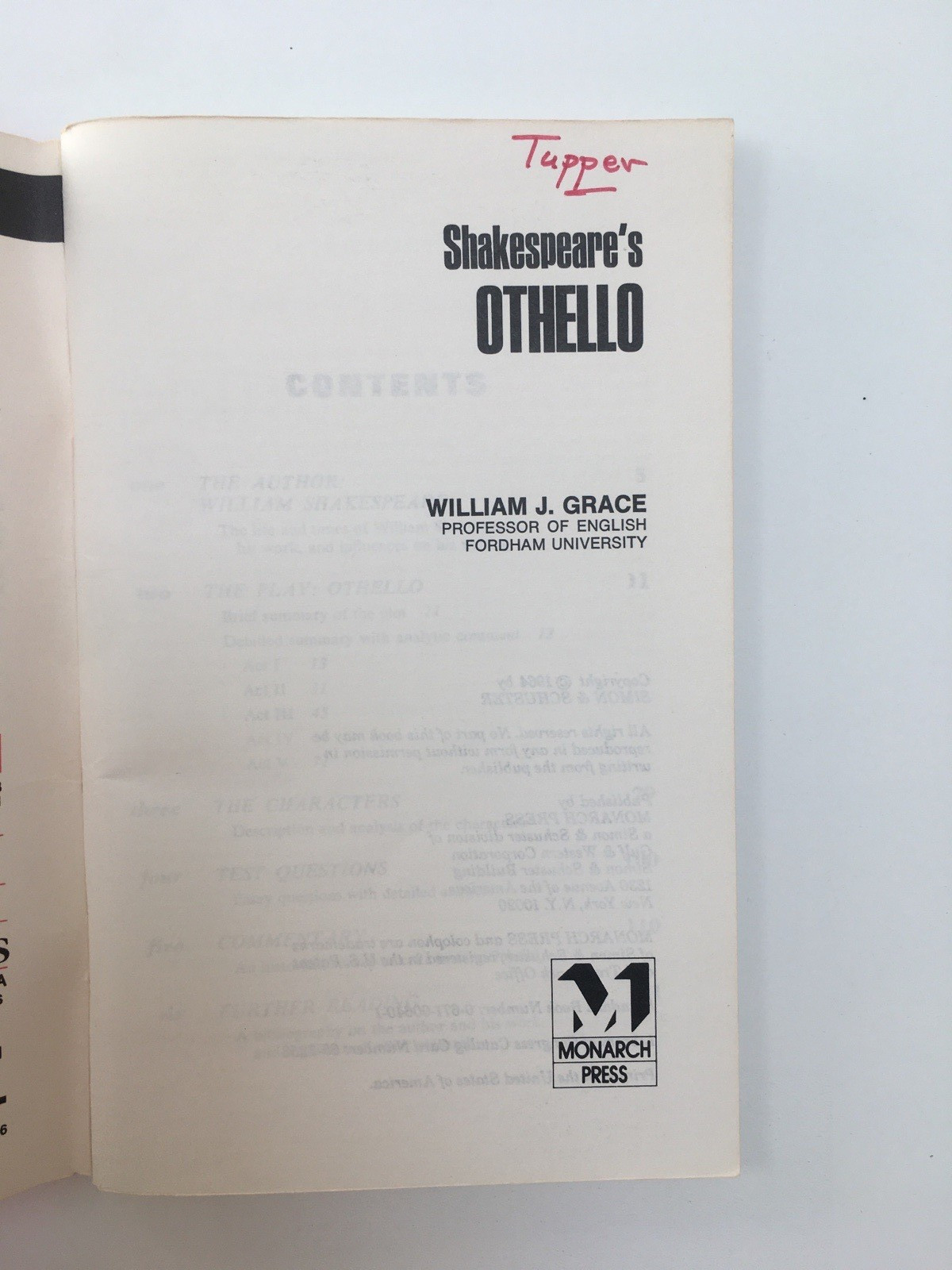 3 Monarch Notes Shakespeare Orthelo Macbeth Romeo & Juliet Vintage 1964-65 PB