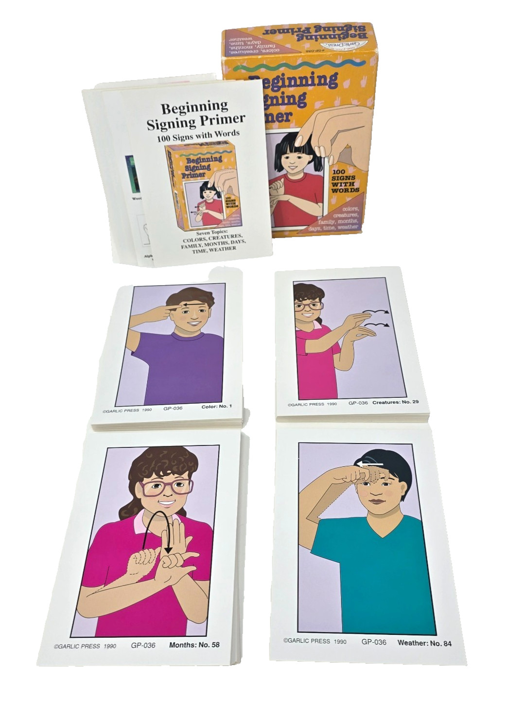 VTG 100 Beginning Signing Vocabulary Cards: Colors Family Months Time Weather
