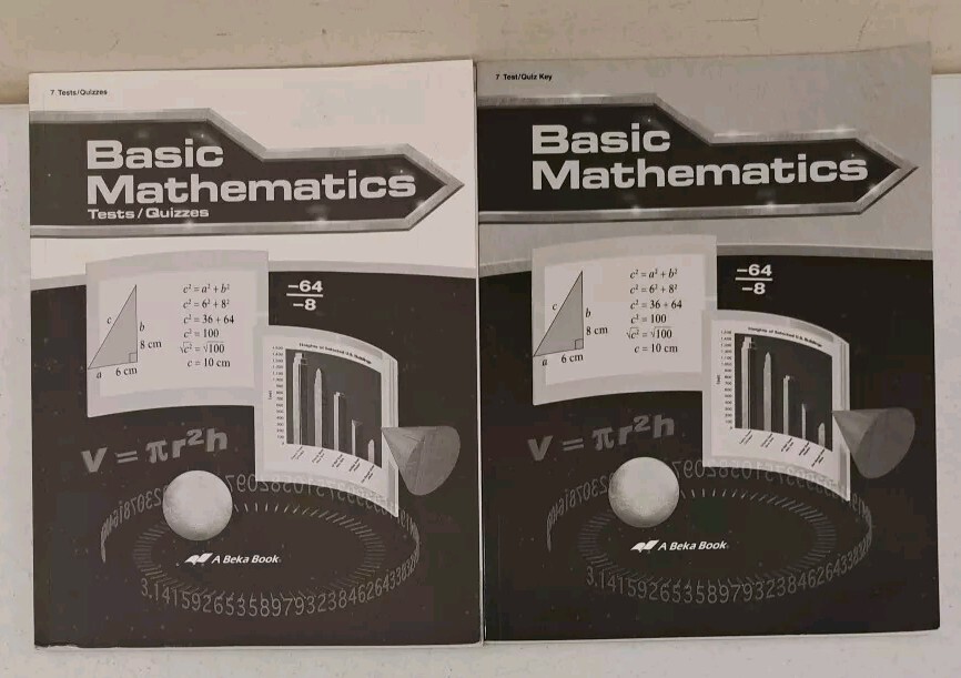 2 Books-Abeka Basic Mathematics-Tests Quizzes-Teacher Key