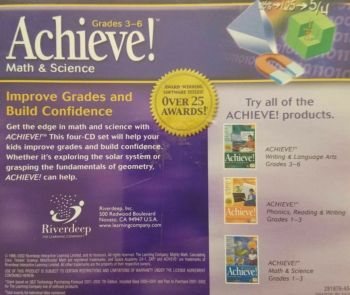 ACHIEVE! Math/Science Grades 3-6 Learning Company 4 CDs PC & MAC DISC ONLY #N12A