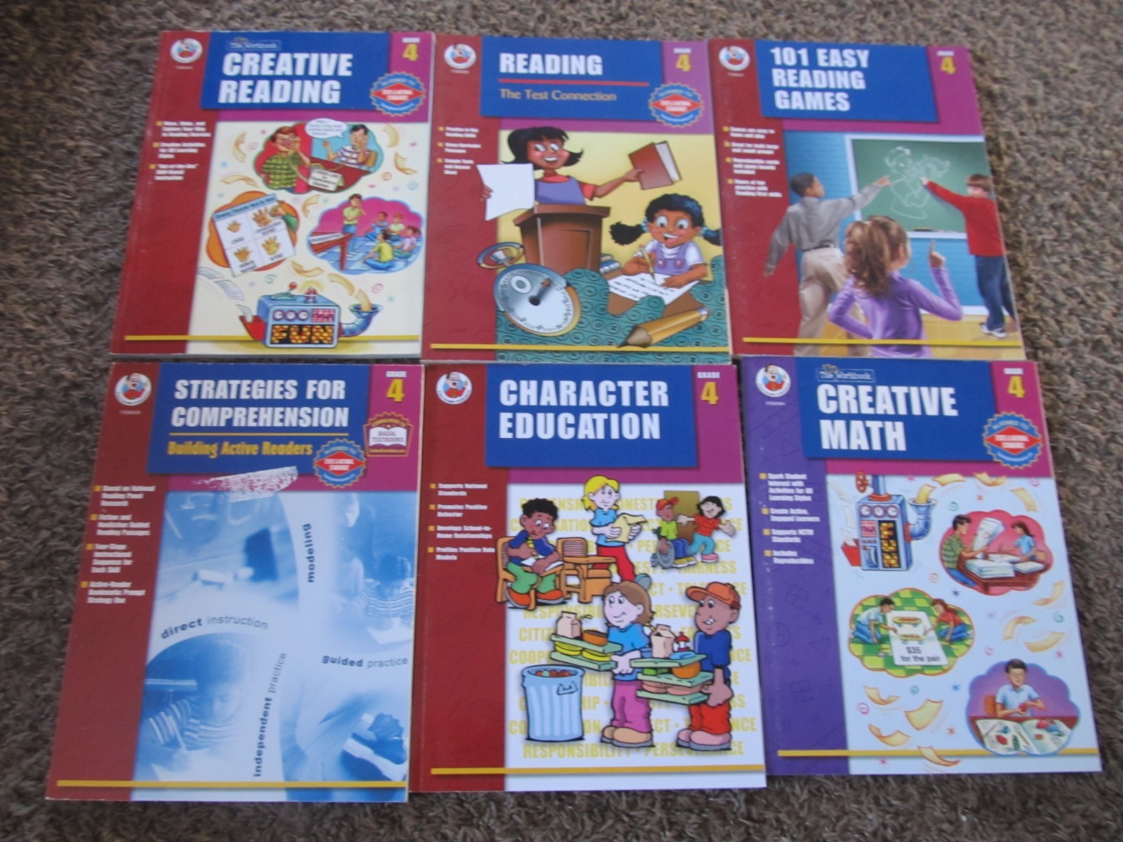 Frank Schaffer 4th Grade 4 Workbooks Reading Math Character Comprehension SET 6