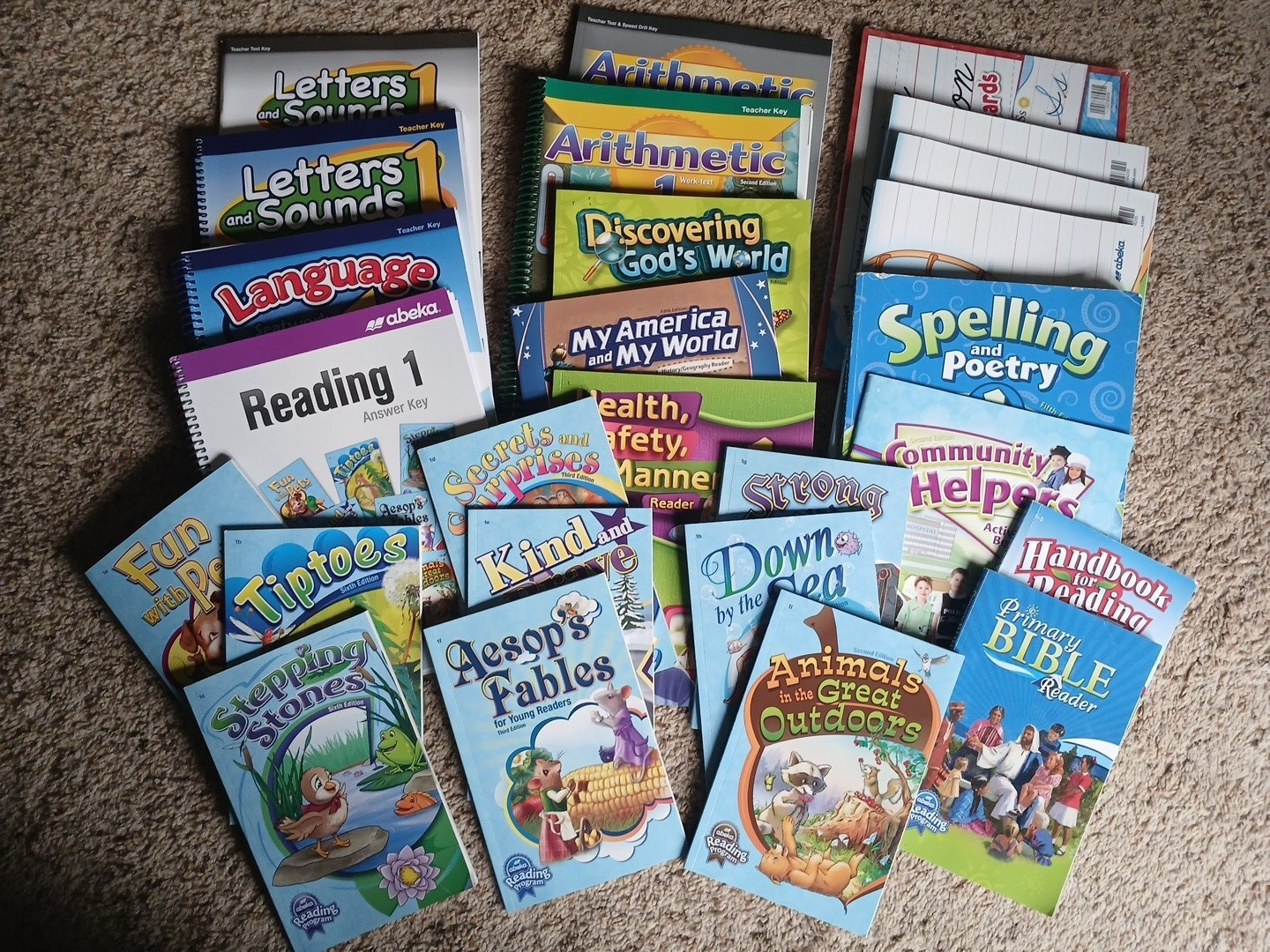Abeka 1st Grade Curriculum Includes Textbooks, Teacher & Answer Keys, & Readers