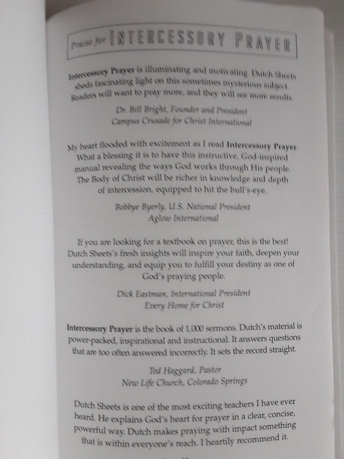 Intercessory Prayer Dutch Sheets God Use Your Prayers Move Heaven & Earth 1996
