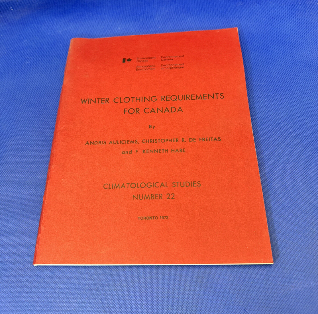 Winter Clothing Requirements For Canada Climatic Studies 1973