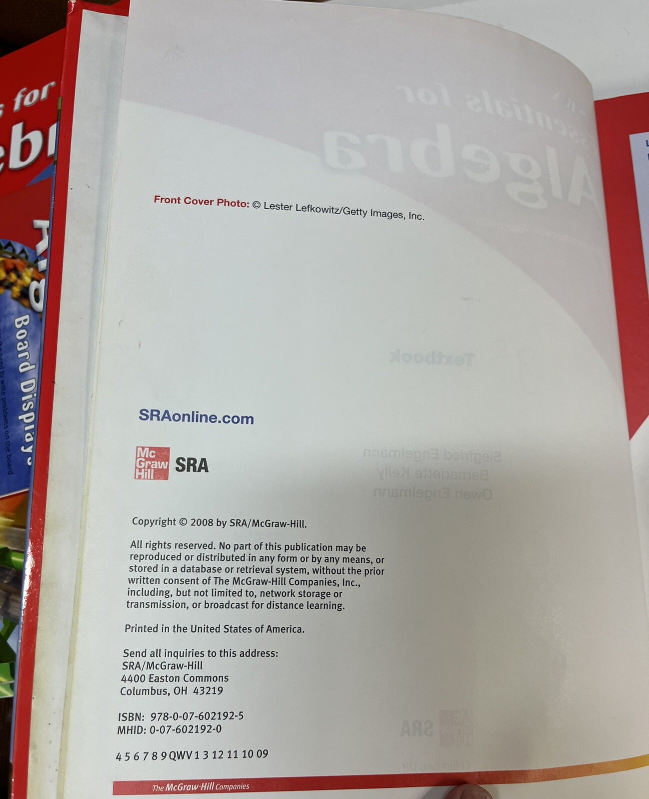 SRA Essentials For Algebra Student Textbook Hardcover Direct Instruction McGraw
