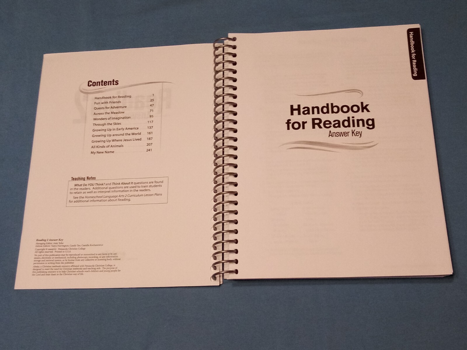 Abeka Book Reading 2 Answer Key Handbook for Reading.