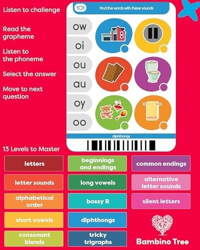 Phonics Machine Learning Pad – Electronic Reading Game for Kids Age 5-11 – Le…