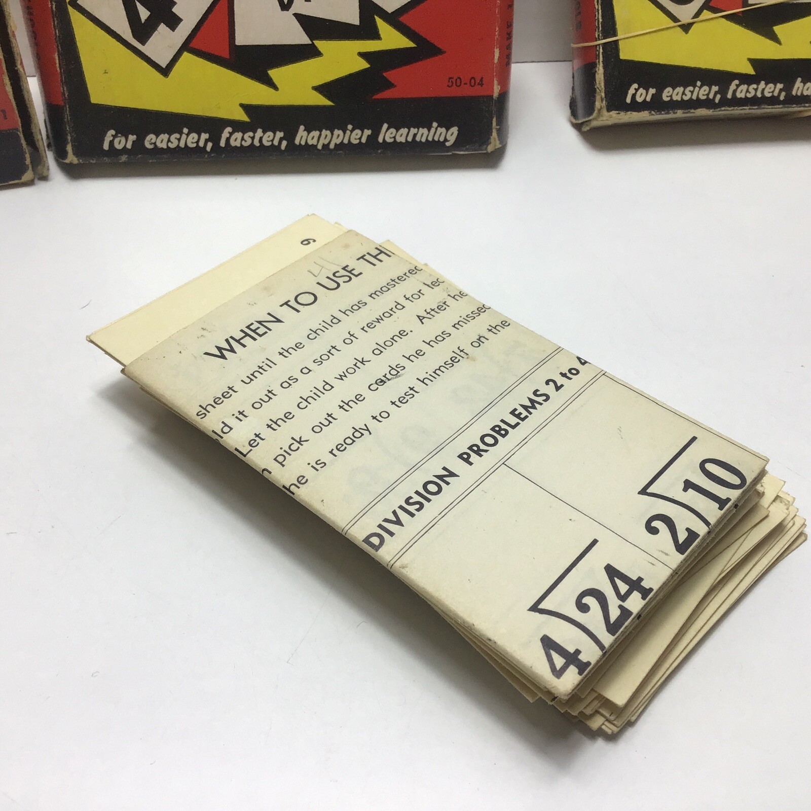 1950s School Aid Math 3 Sets Flash Cards Addition Subtract Multiply Division