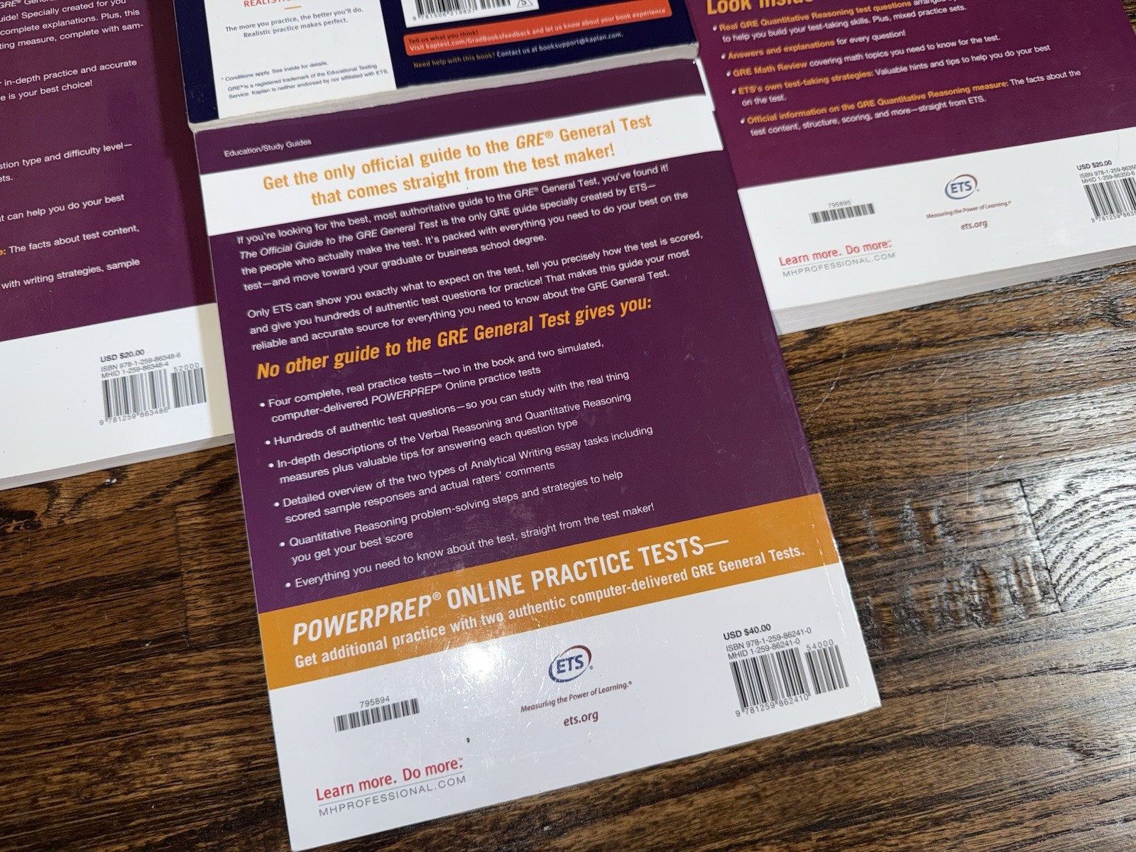 BUNDLE ETS Official GRE Super Power Pack Test Prep 3-Book Set & Kaplan Prep Plus
