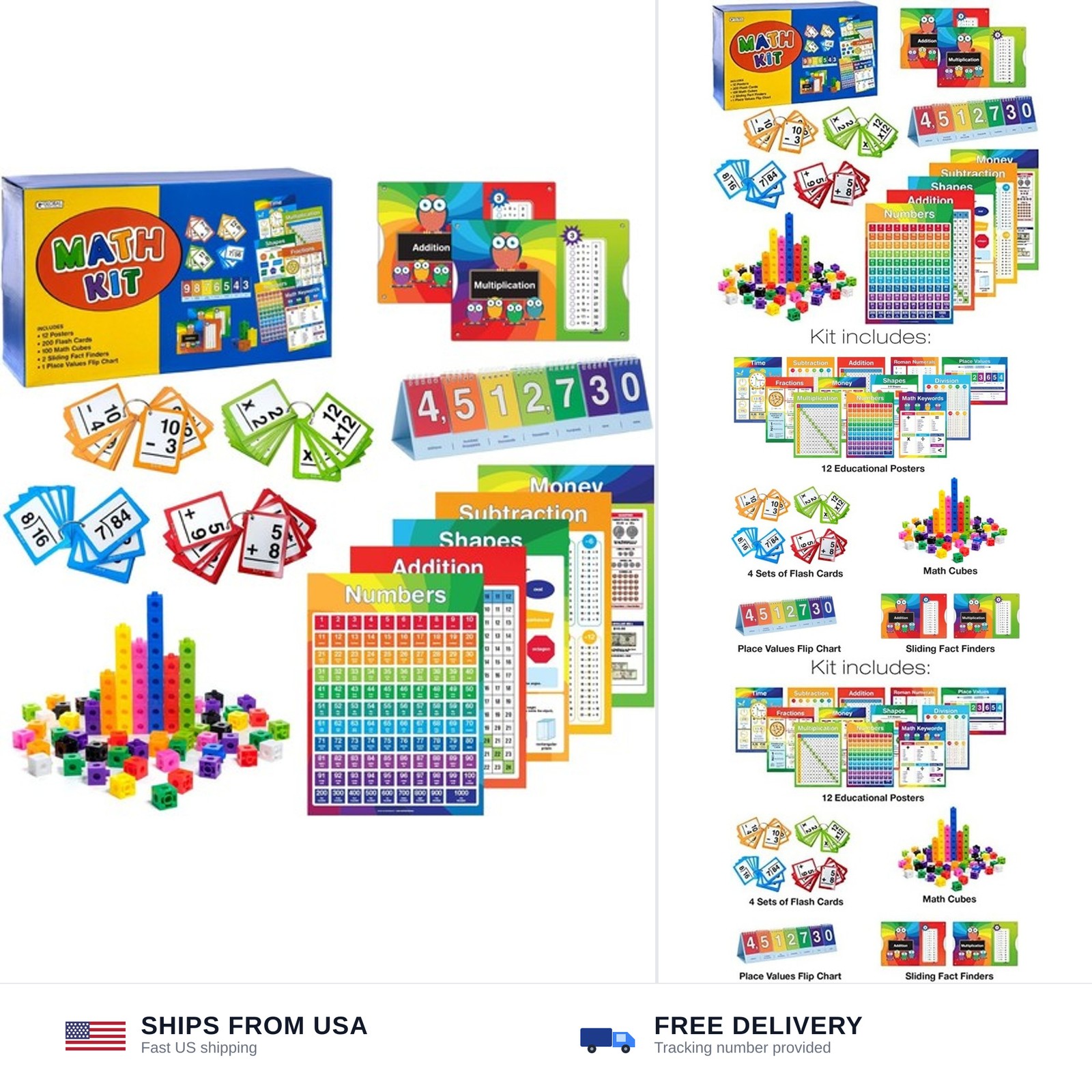 Excello Global Educational Math Kit – 315 Piece Set Includes Educational Post…