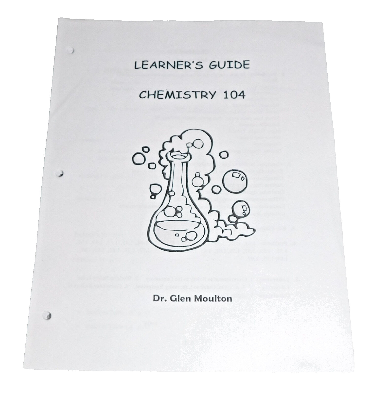 Chemistry 104 Learner Guide Textbook Dr. Glen Moulton 3 Hole Punched Looseleaf