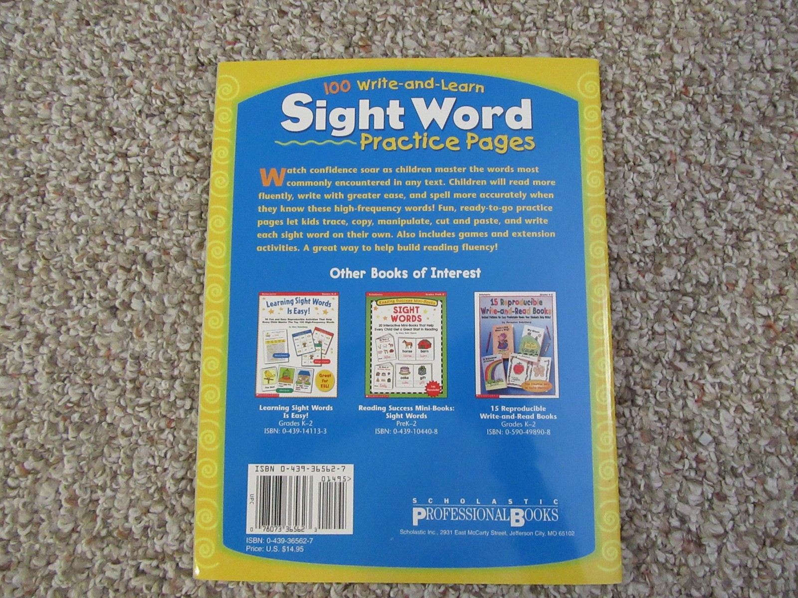 Scholastic 100 Write-and-Learn Sight Word Practice Pages Grades K-2
