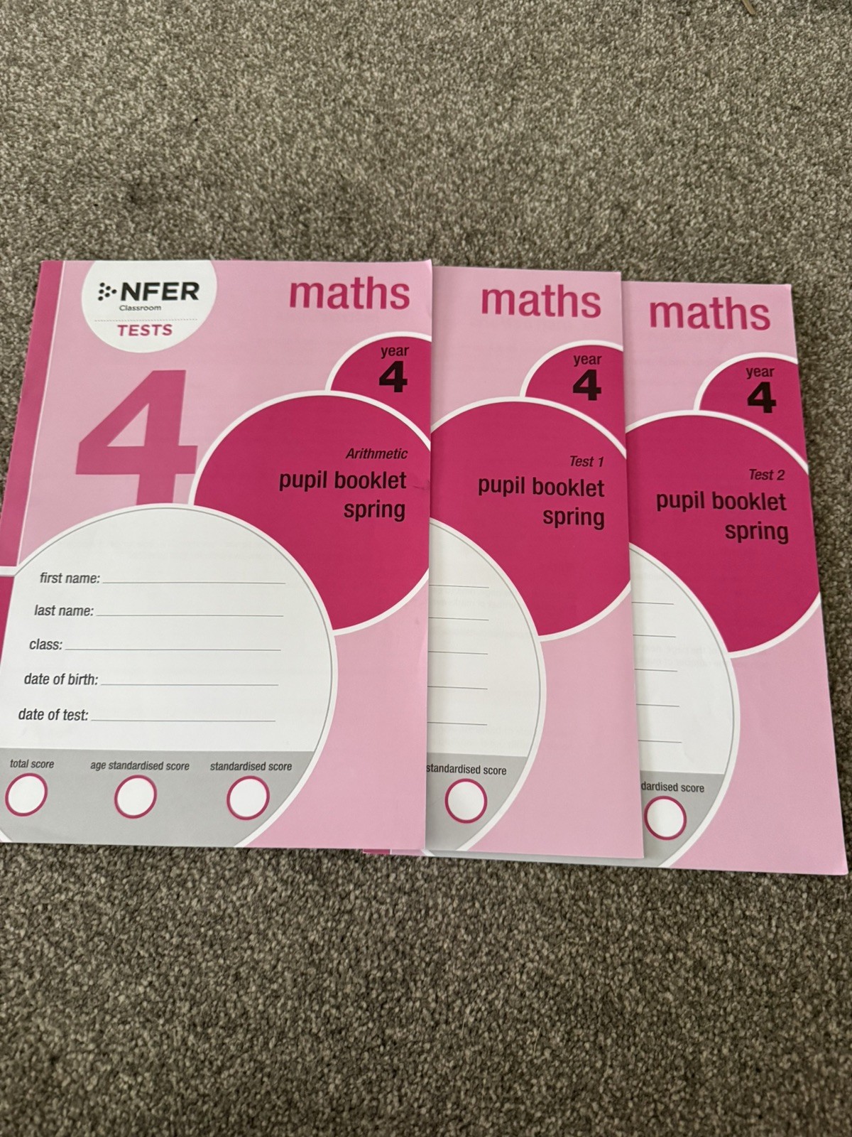 Nfer Classroom year 4 test set spring maths ,arithmetic,paper1&2 3 single tests