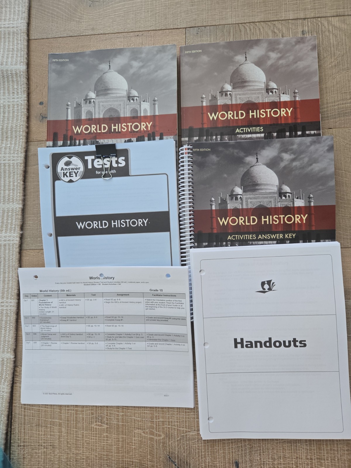 BJU Press World History 5th Ed. Text, Activity, Answer Keys, Schedule, Handouts