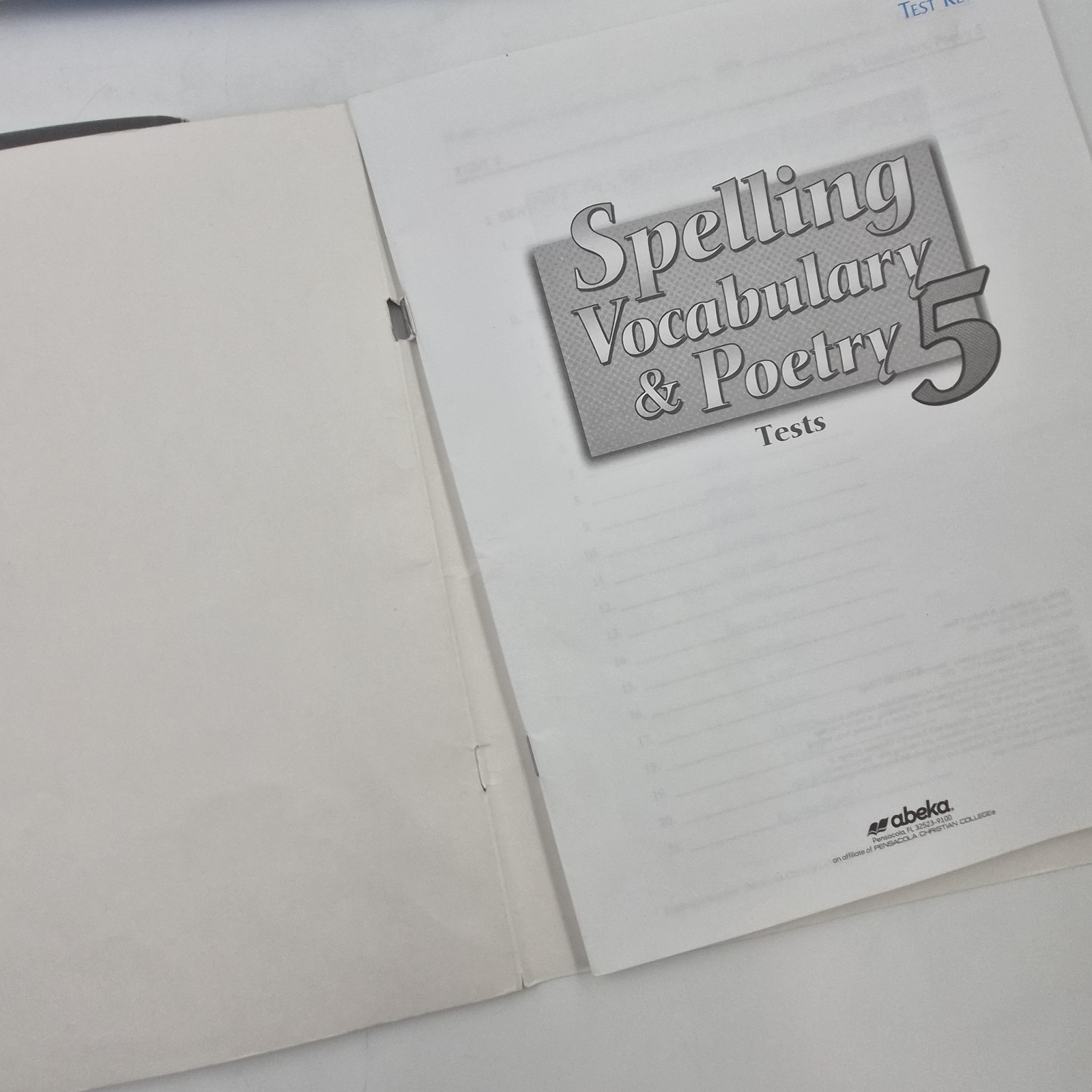 Abeka Reading 5 Key Comprehension Spelling Vocab Poetry Skill Sheet Homeschool