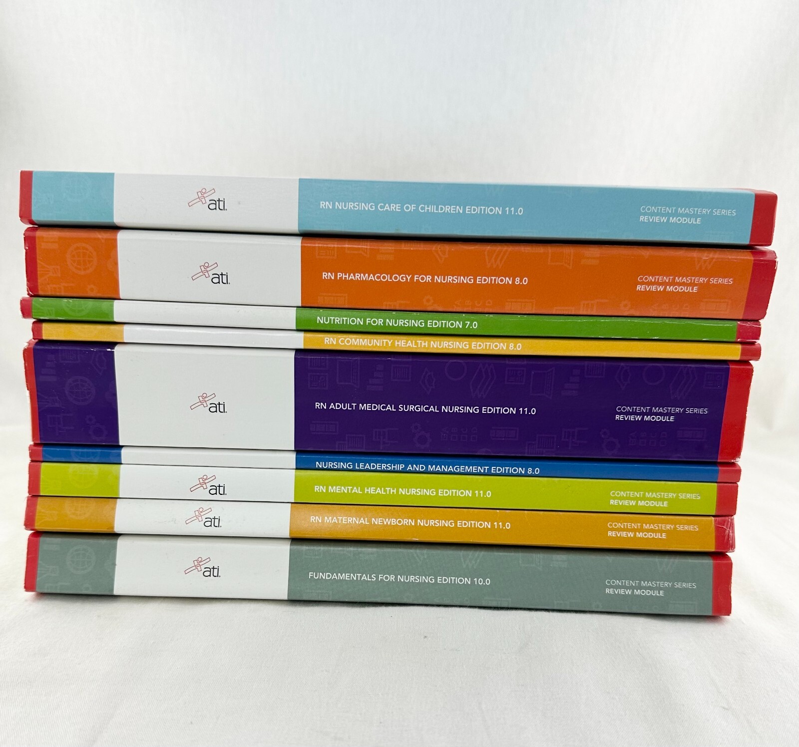 ATI Nursing Content Mastery Series Review Module Set of 9 RN Books Study Guides