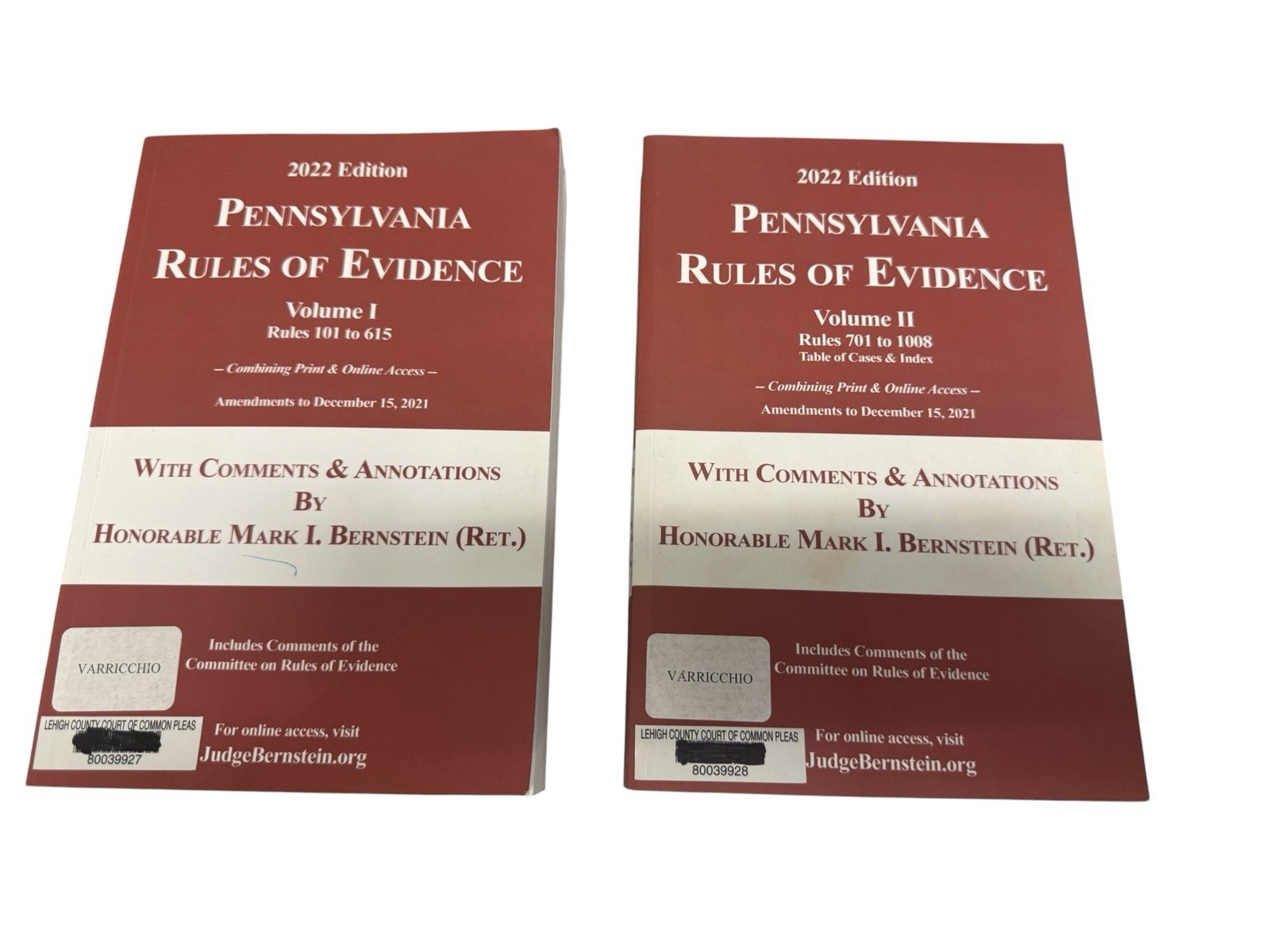 Pennsylvania Rules of Evidence Vol. 1 &2 2022 Editionw/Comments & Annotations