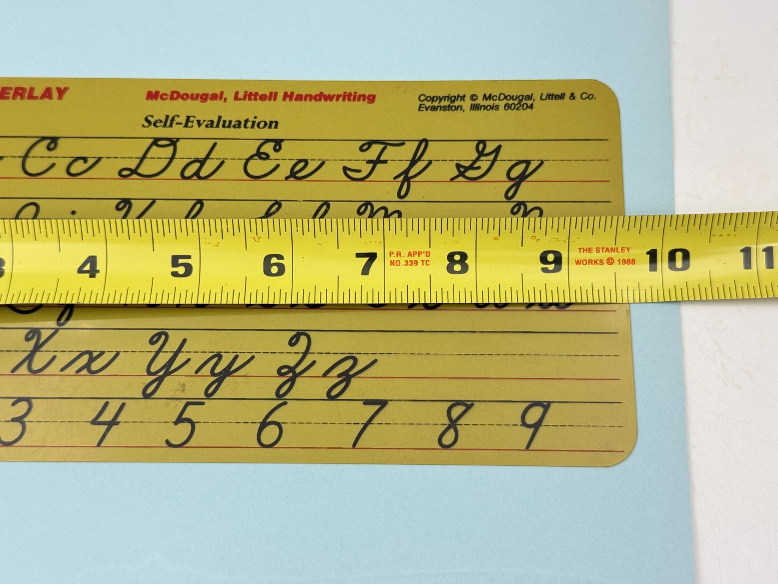 Cursive Handwriting See-Through Overlay by McDougal, Littell vgt Self Evaluation