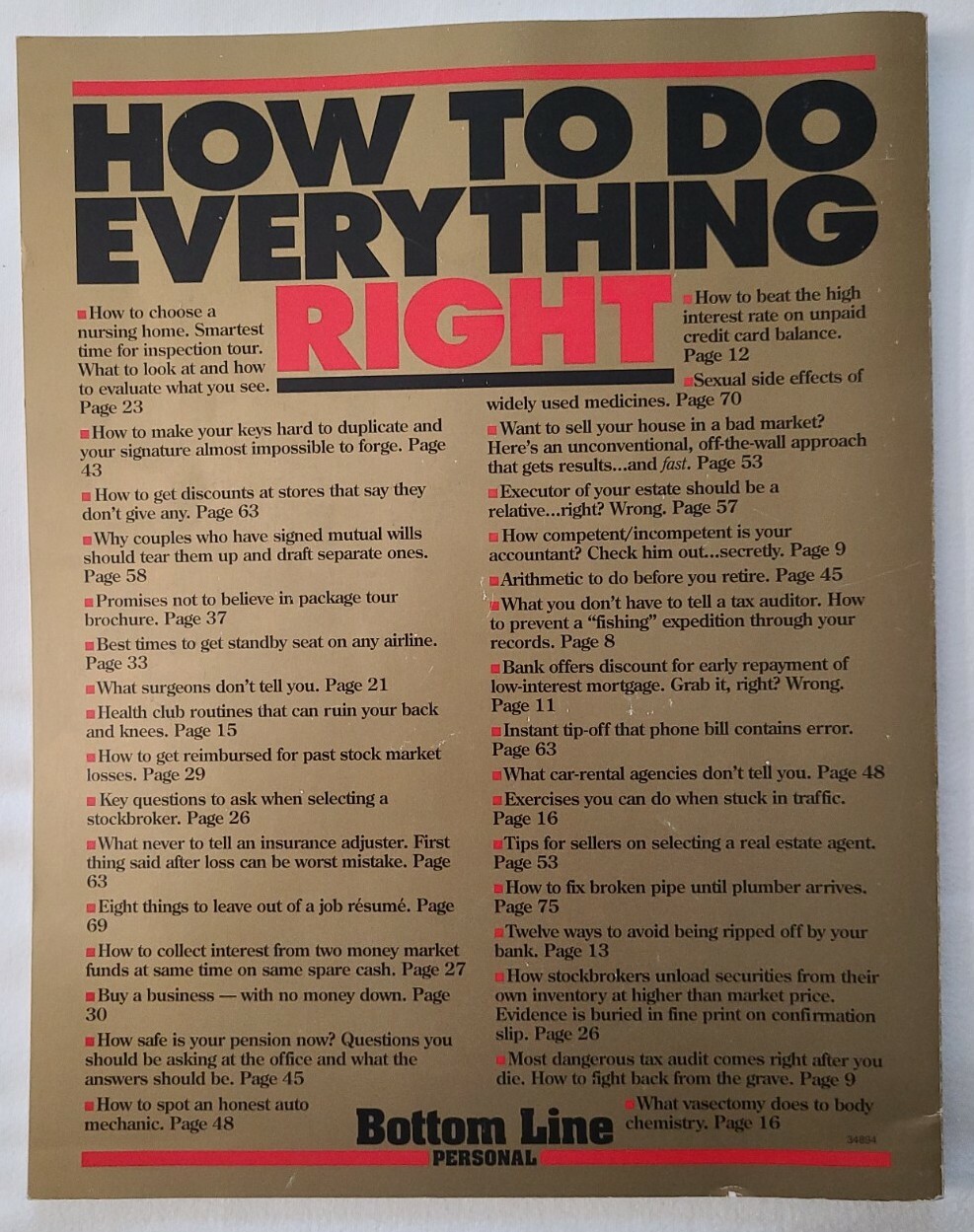 How to Do Everything Right Paperback – January 1, 1996 Bottom Line Personal